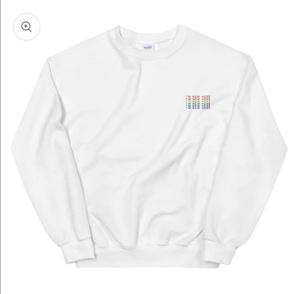 Queer “I’m New Here” Rainbow Sweatshirt